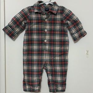 Boys Baby Gap Tartan Plaid Button Front Romper